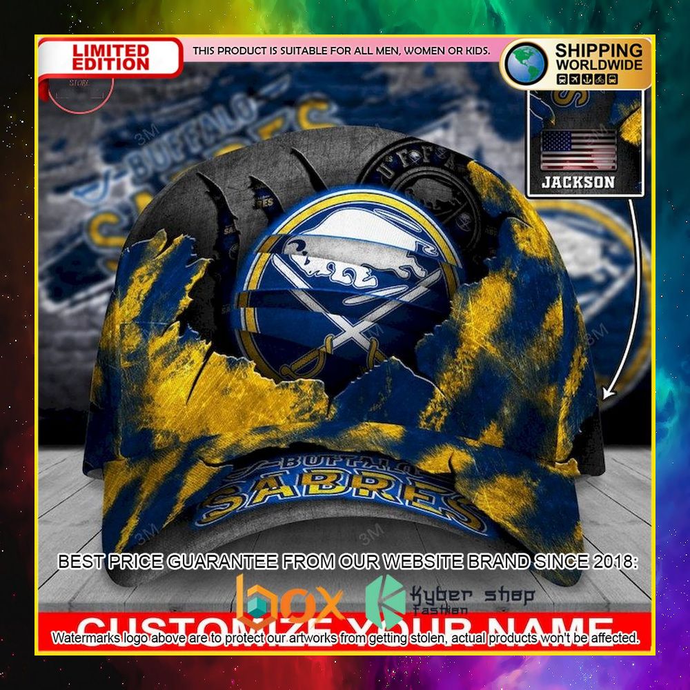 NEW Buffalo Sabres Skull NHL Custom Name Cap Hat 3
