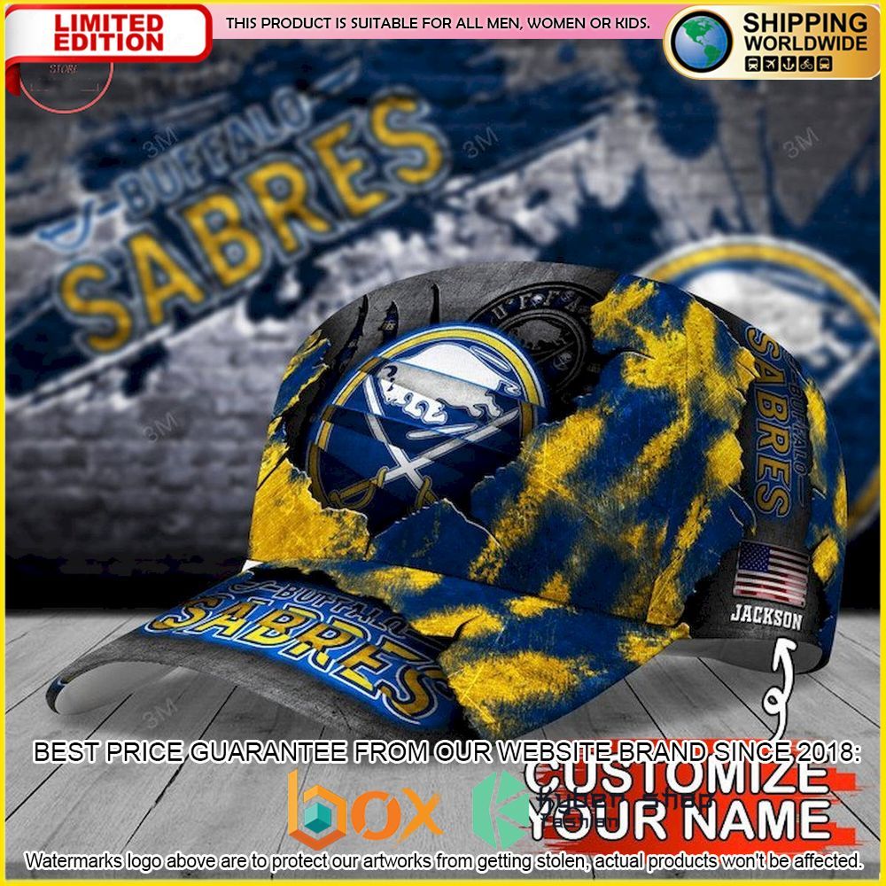 NEW Buffalo Sabres Skull NHL Custom Name Cap Hat 2