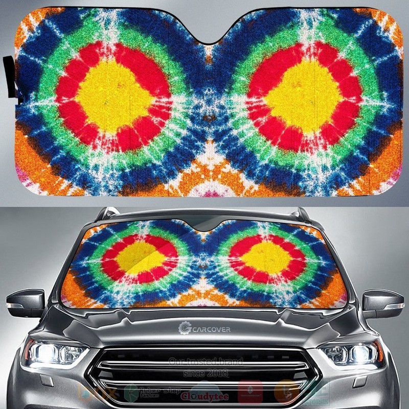 Bullseye Tie Dye Hippie Car Sunshade 1