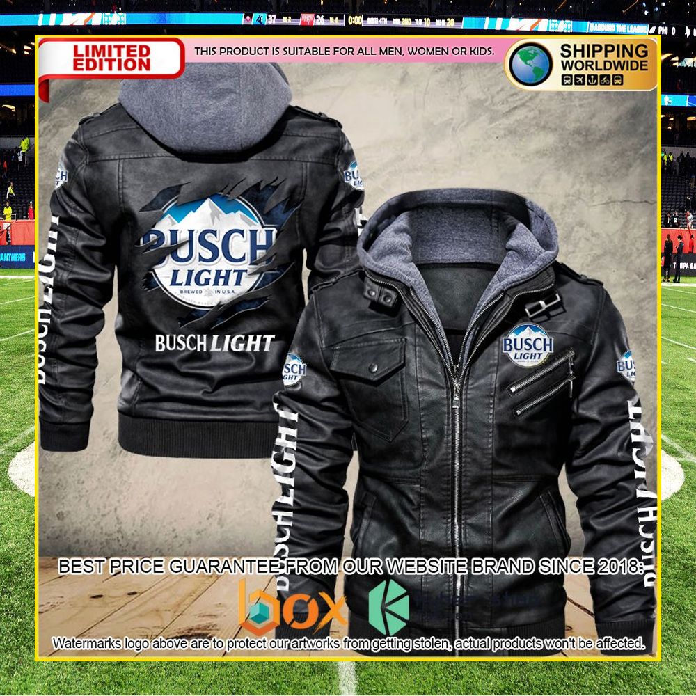 NEW Busch Light Premium Leather Jacket 3