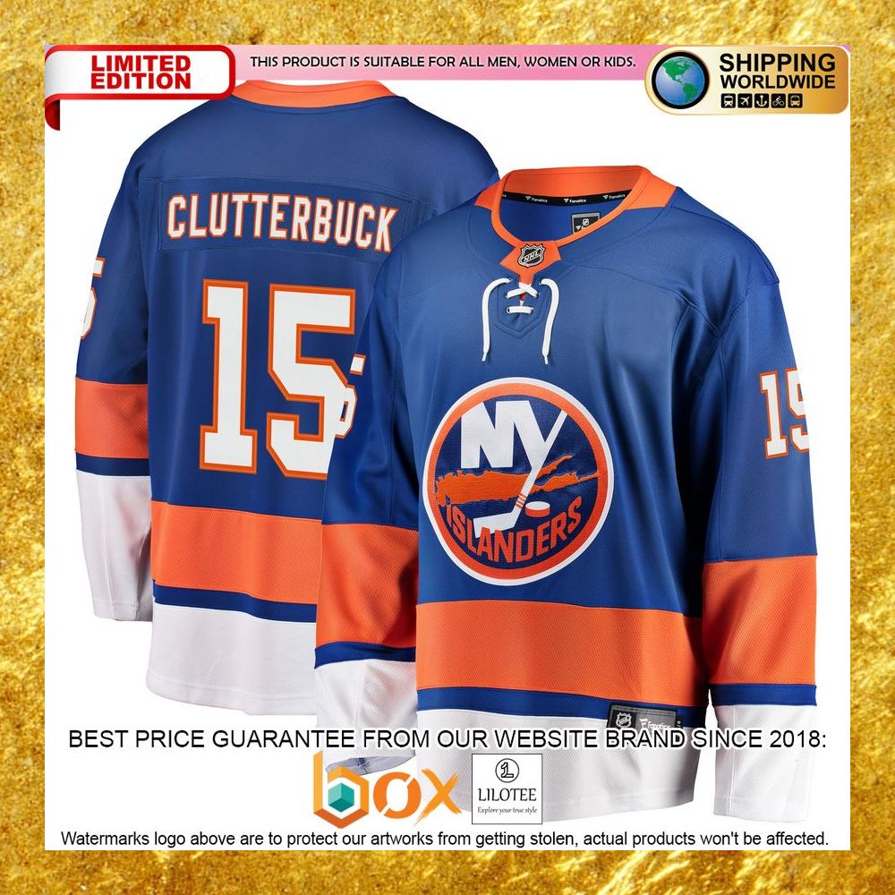 NEW Cal Clutterbuck New York Islanders Player Royal Hockey Jersey 5
