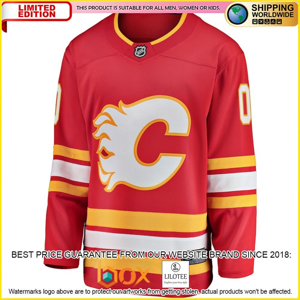 NEW Calgary Flames Fanatics Branded Home Custom Red Premium Hockey Jersey 2