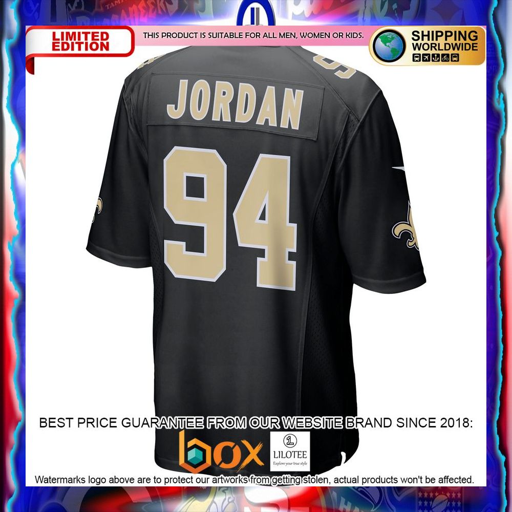 NEW Cameron Jordan New Orleans Saints Black Football Jersey 14