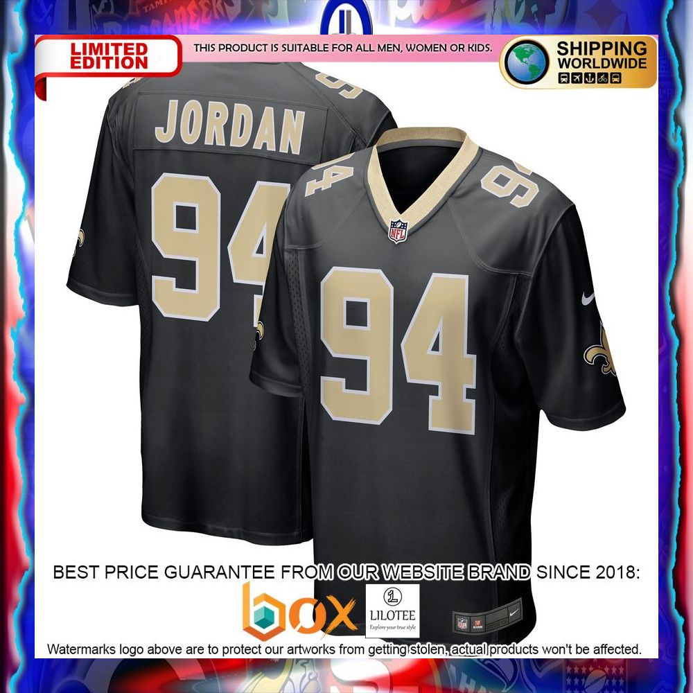 NEW Cameron Jordan New Orleans Saints Black Football Jersey 15