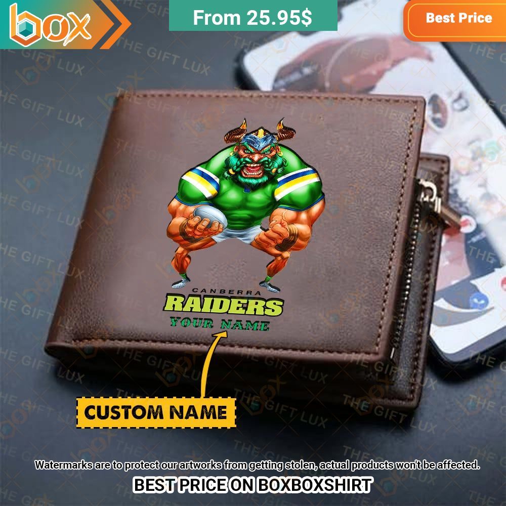 canberra raiders mascot custom leather wallet 1 916