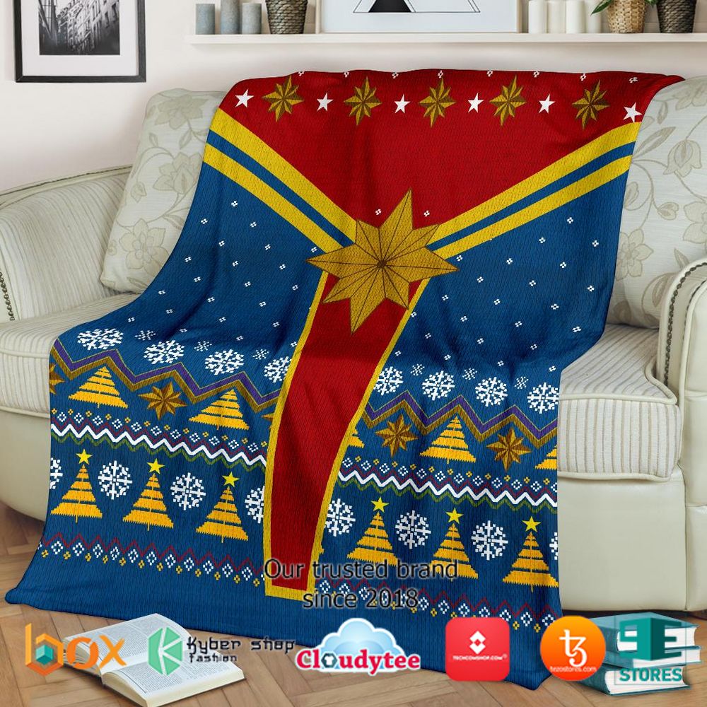 Captain Marvel Ugly Christmas Blanket 3