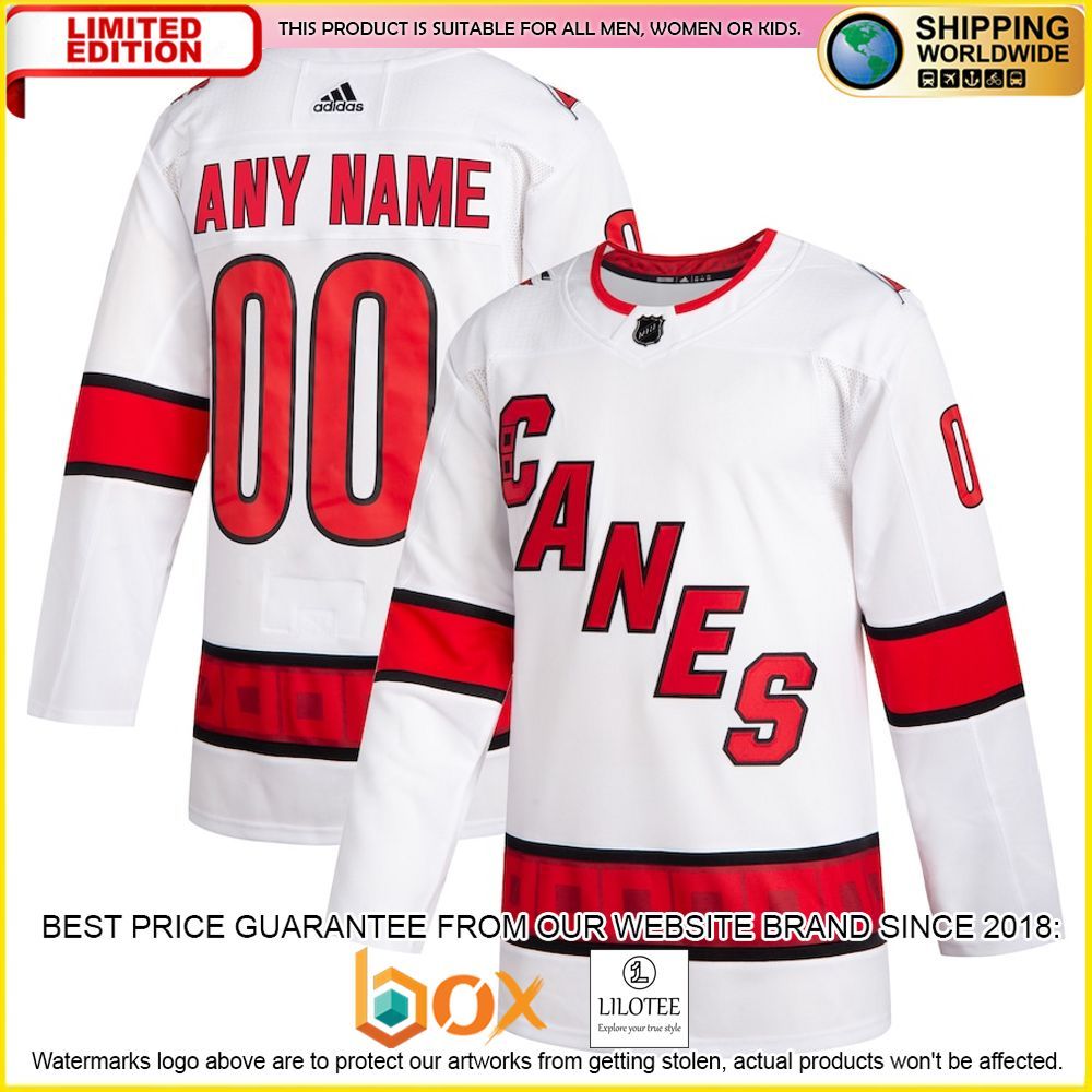 NEW Carolina Hurricanes Adidas 2020 21 Custom White Premium Hockey Jersey 1