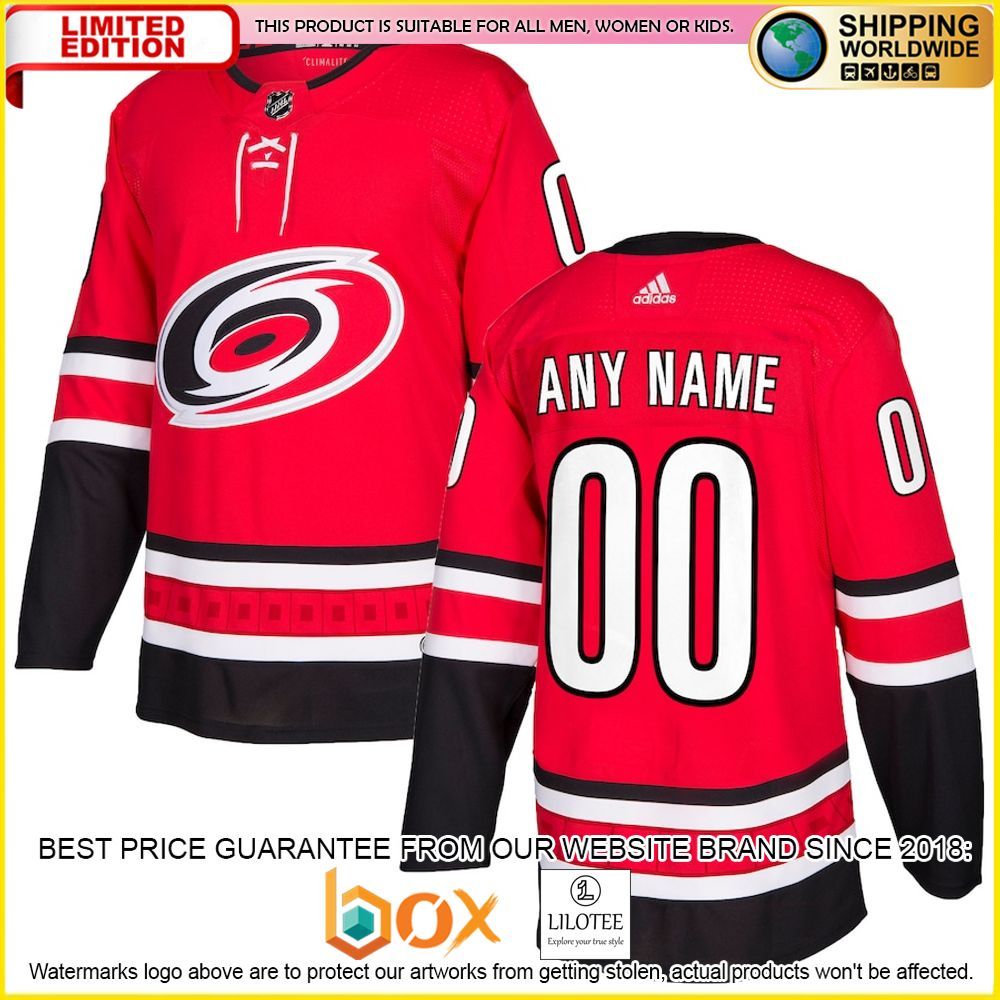 NEW Carolina Hurricanes Adidas Custom Red Premium Hockey Jersey 2