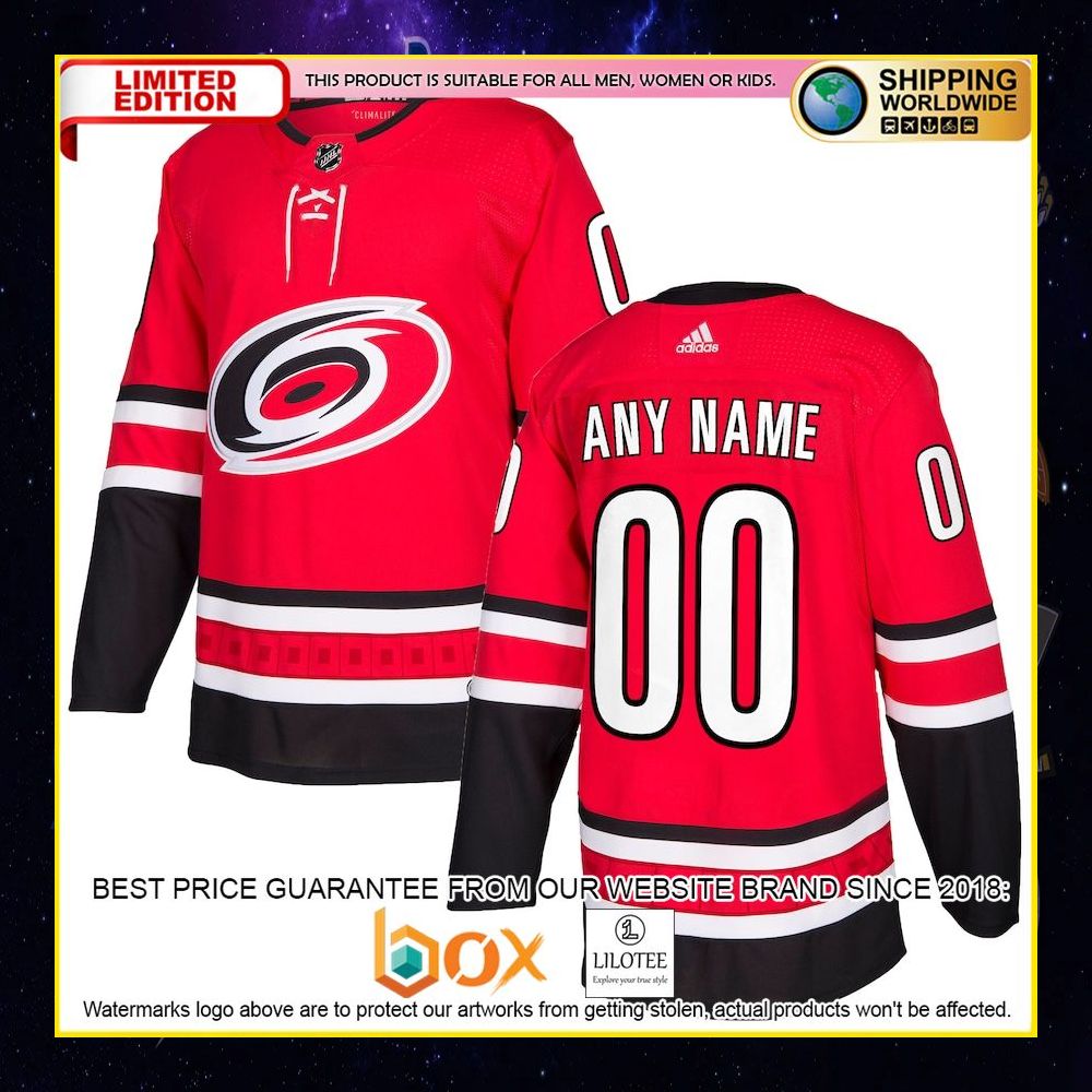 NEW Carolina Hurricanes Adidas Custom Red Premium Hockey Jersey 8