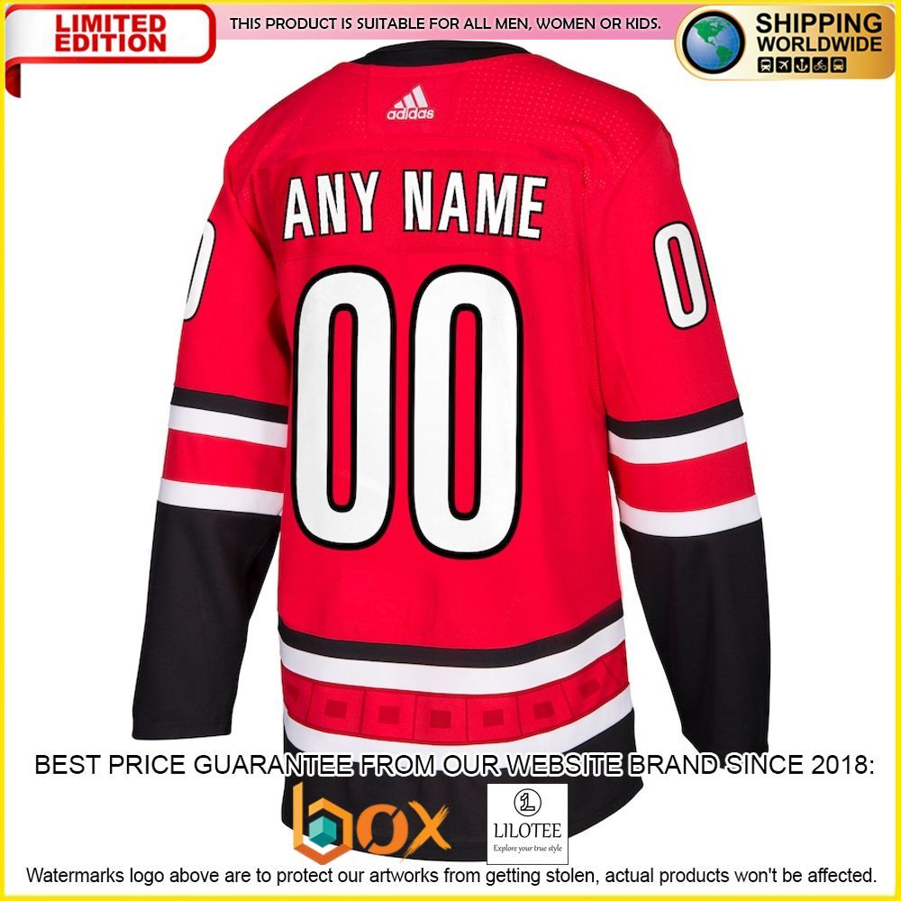 NEW Carolina Hurricanes Adidas Custom Red Premium Hockey Jersey 3