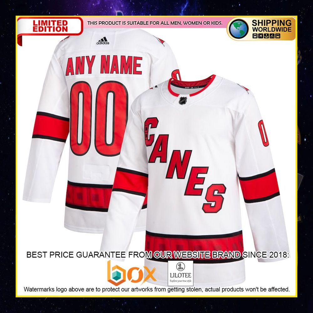 NEW Carolina Hurricanes Adidas Custom Red Premium Hockey Jersey 10