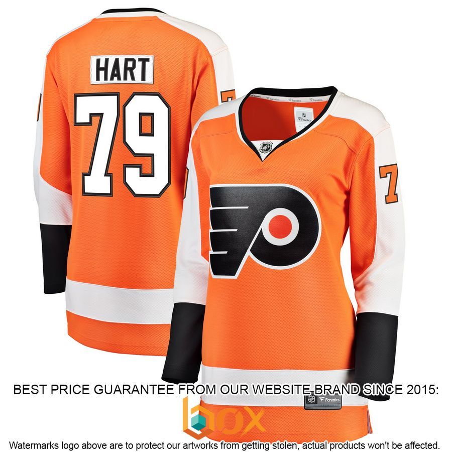 NEW Carter Hart Philadelphia Flyers Women's Home Premier Player Orange Hockey Jersey 1