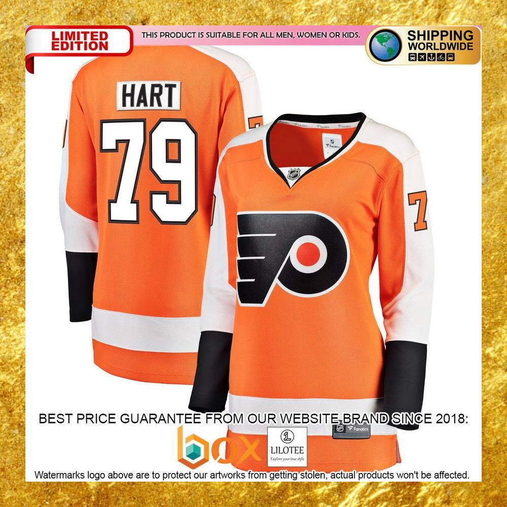 NEW Carter Hart Philadelphia Flyers Women's Home Premier Player Orange Hockey Jersey 6