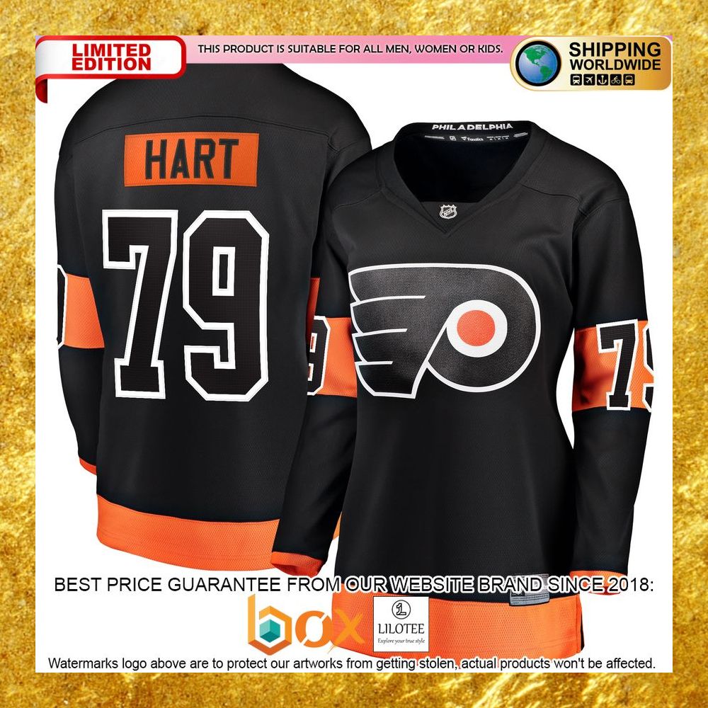 NEW Carter Hart Philadelphia Flyers Women's Home Premier Player Orange Hockey Jersey 10
