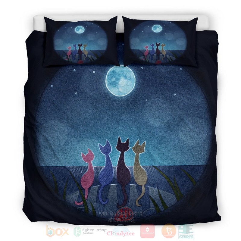 Cats and Moon Bedding Set 4