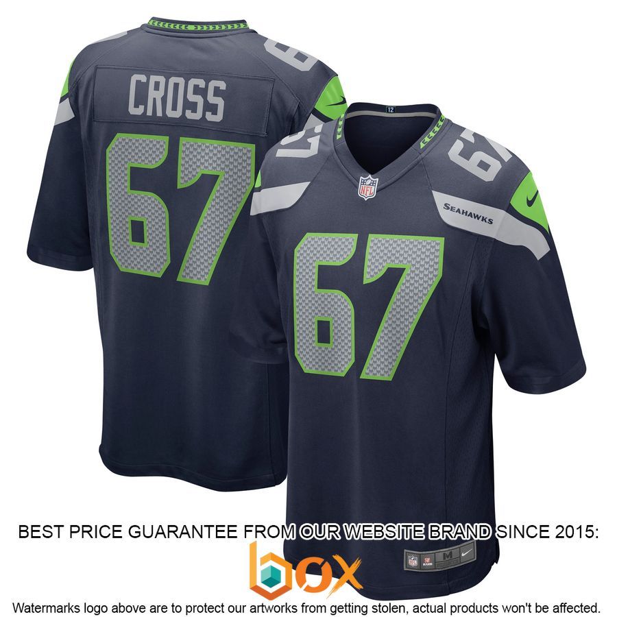NEW Charles Cross Seattle Seahawks 2022 NFL Draft First Round Pick College Navy Football Jersey 1