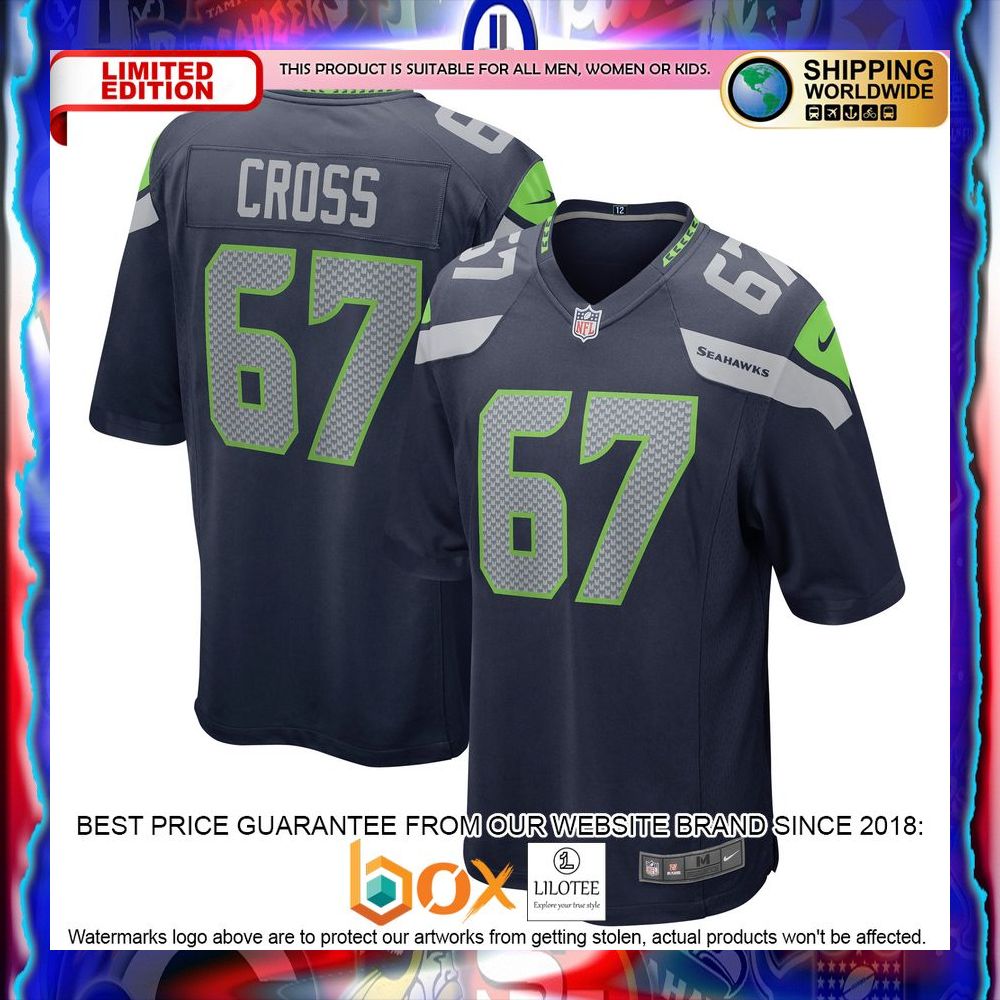 NEW Charles Cross Seattle Seahawks 2022 NFL Draft First Round Pick College Navy Football Jersey 5