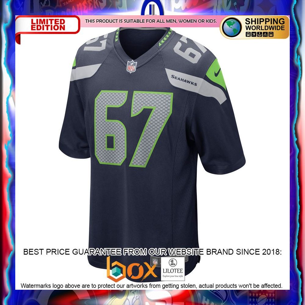 NEW Charles Cross Seattle Seahawks 2022 NFL Draft First Round Pick College Navy Football Jersey 13