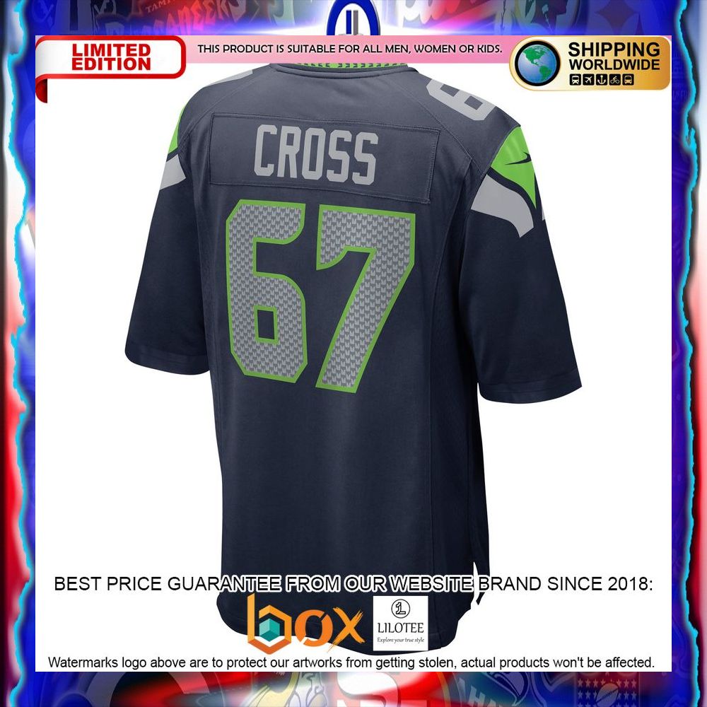 NEW Charles Cross Seattle Seahawks 2022 NFL Draft First Round Pick College Navy Football Jersey 14