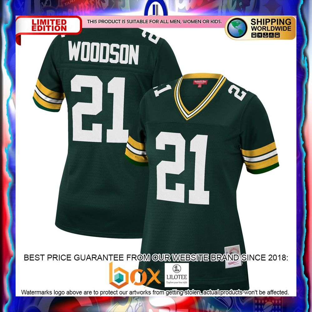 NEW Charles Woodson Green Bay Packers Mitchell & Ness Women's 2010 Legacy Replica Green Football Jersey 5
