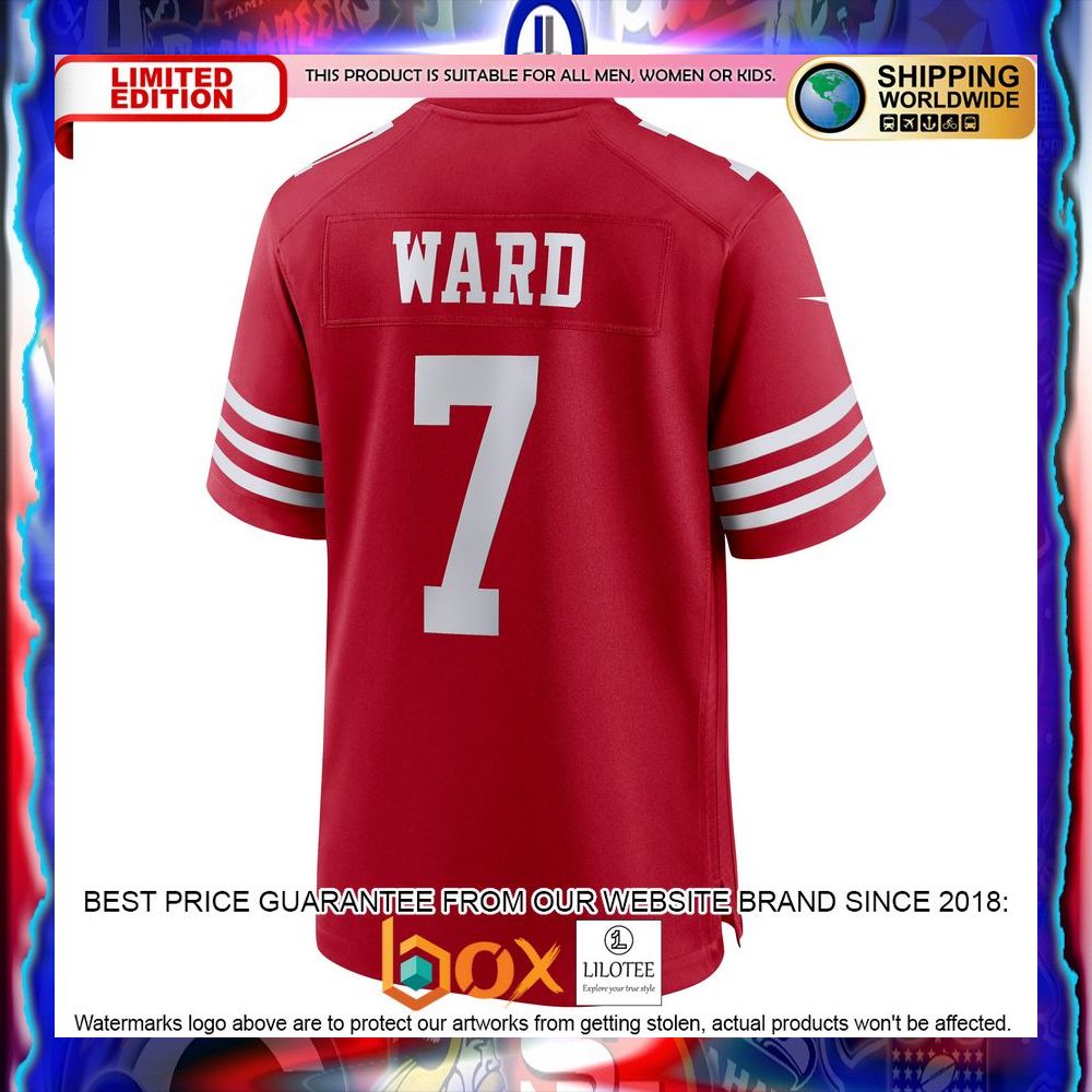 NEW Charvarius Ward San Francisco 49ers Scarlet Football Jersey 14
