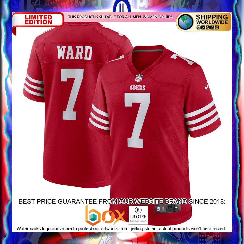 NEW Charvarius Ward San Francisco 49ers Scarlet Football Jersey 15