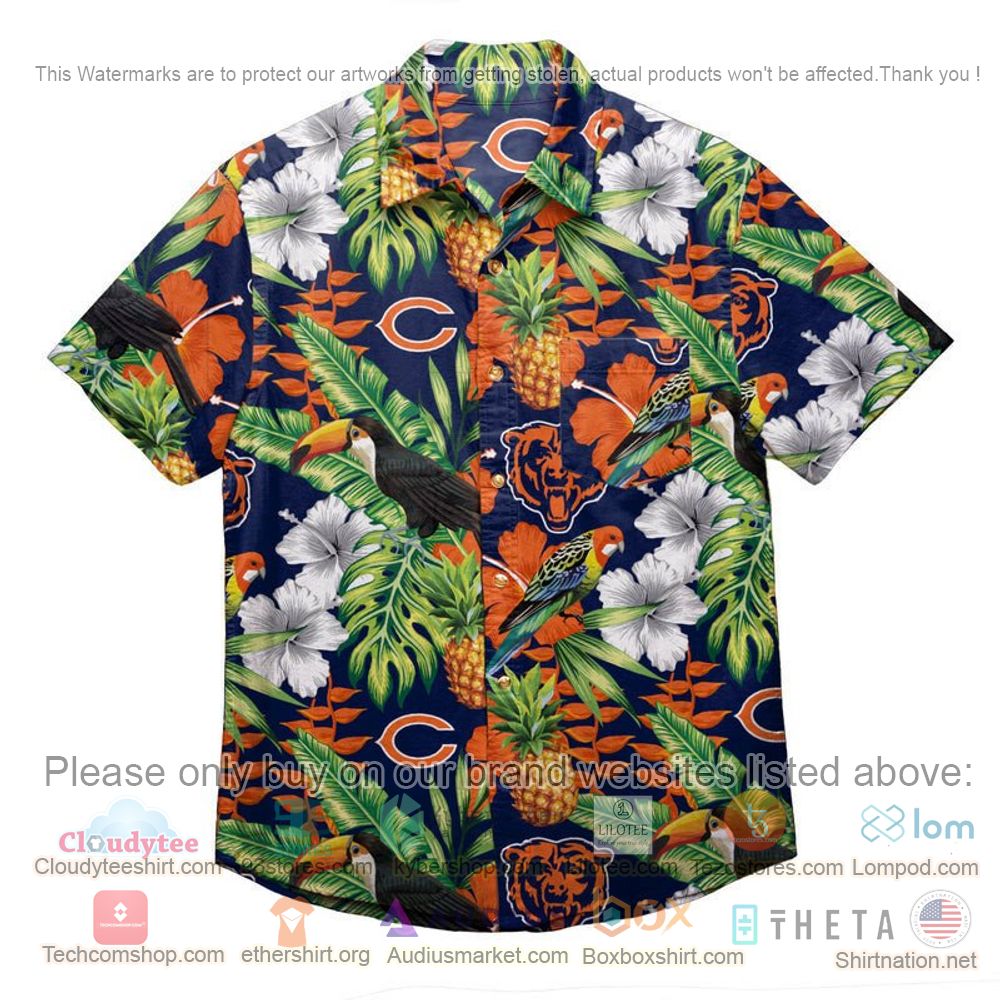 HOT Chicago Bears Floral Button-Up Hawaii Shirt 1