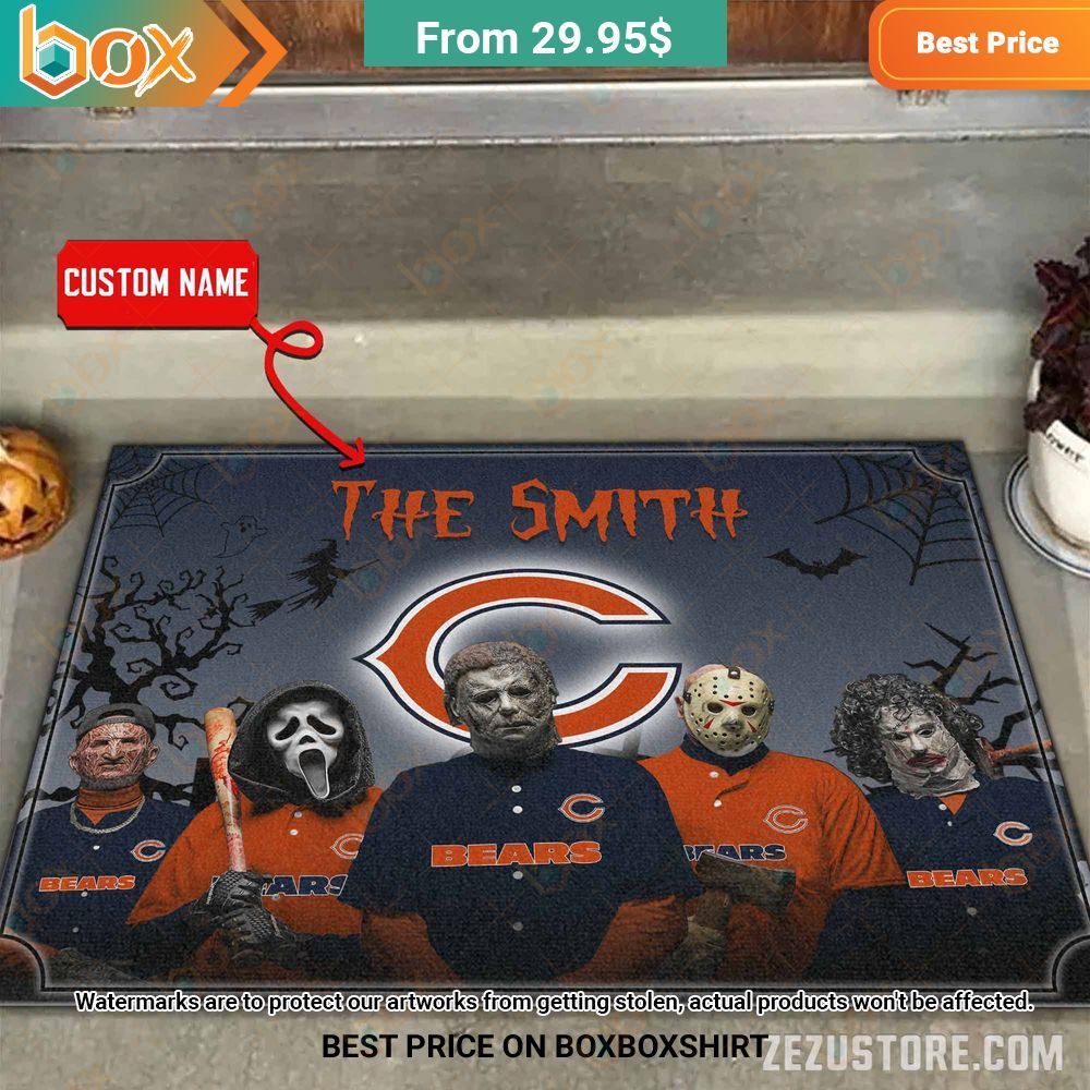 Chicago Bears Freddy Krueger Ghostface Michael Myers Jason Voorhees Leatherface Custom Halloween Doormat 7