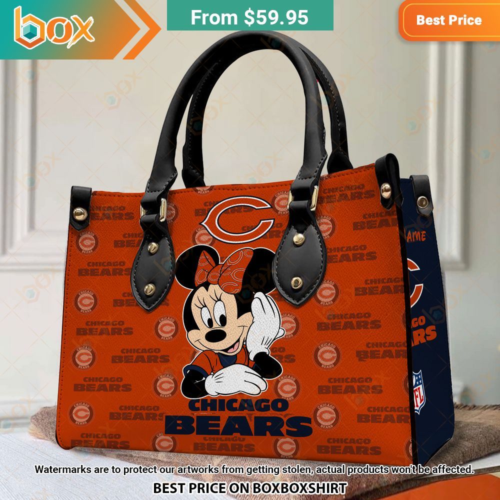 Chicago Bears Minnie Mouse Leather Handbag 16