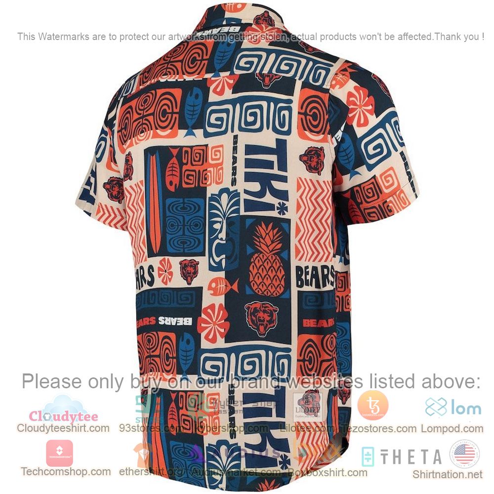 HOT Chicago Bears Orange-Tan Tiki Floral Button-Up Hawaii Shirt 3