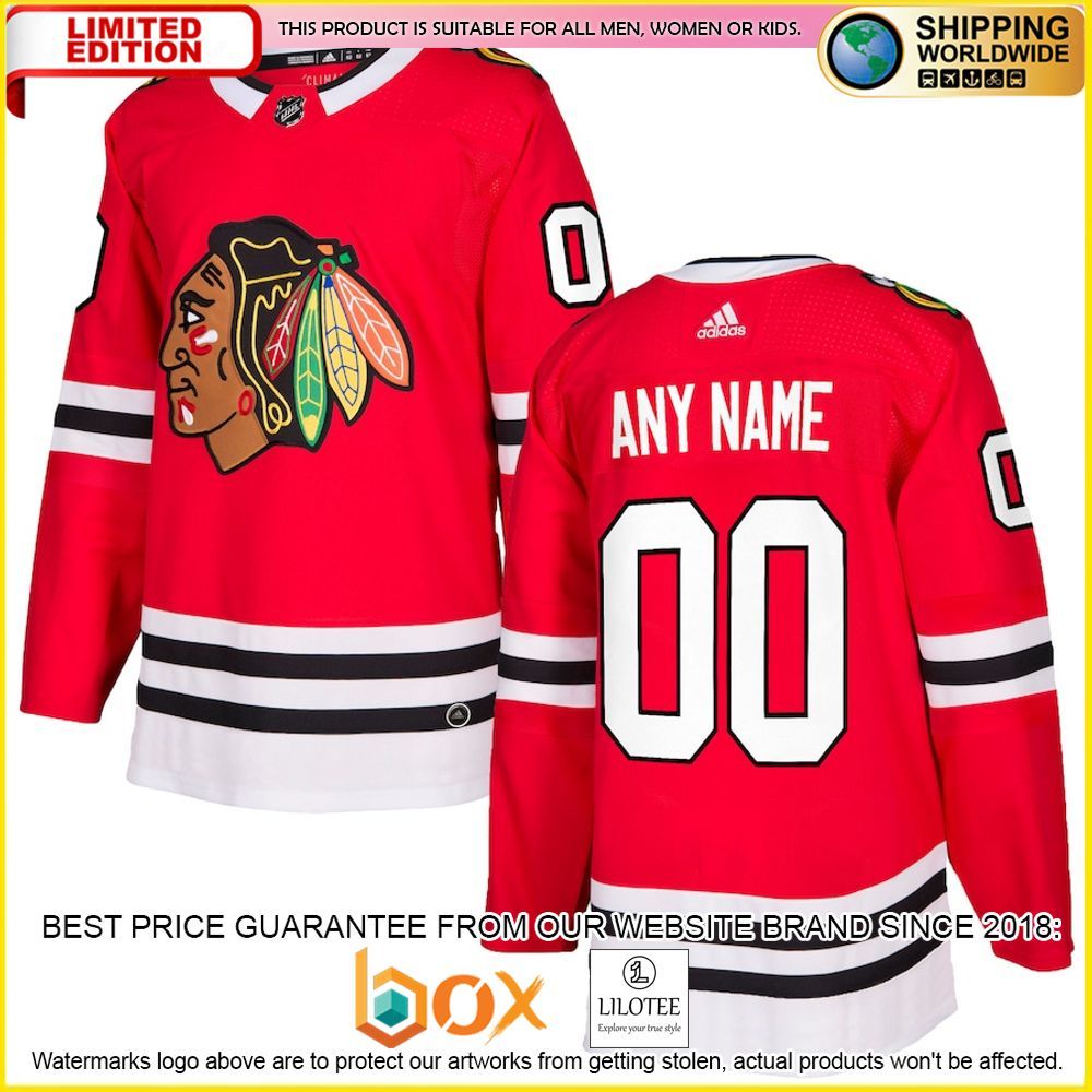 NEW Chicago Blackhawks Adidas Custom Red Premium Hockey Jersey 1