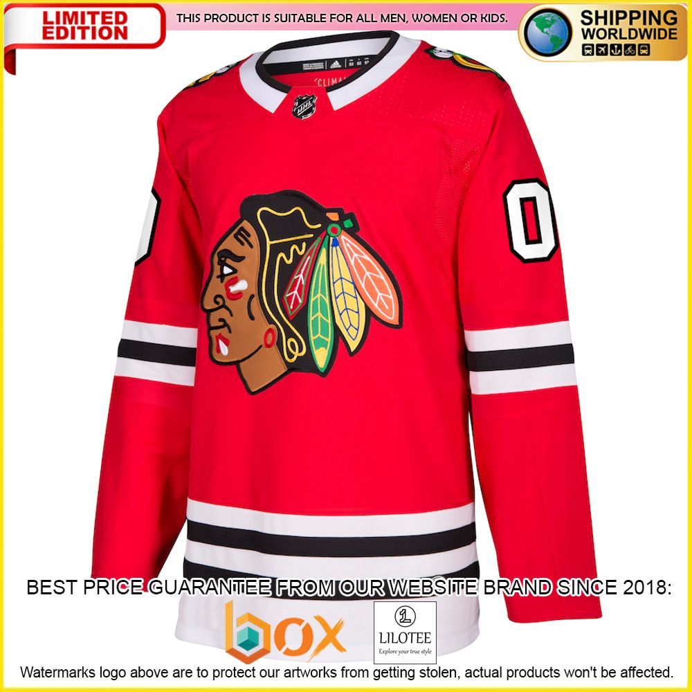 NEW Chicago Blackhawks Adidas Custom Red Premium Hockey Jersey 2