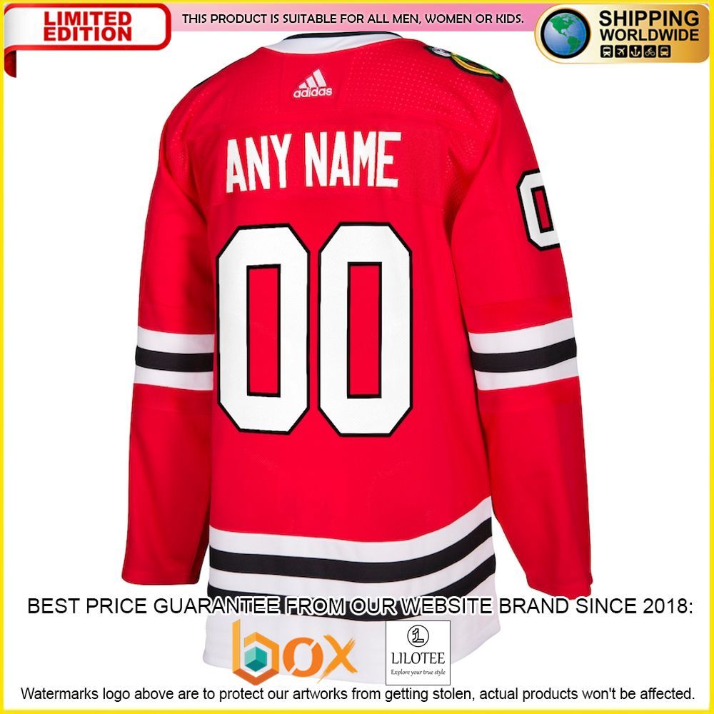 NEW Chicago Blackhawks Adidas Custom Red Premium Hockey Jersey 3