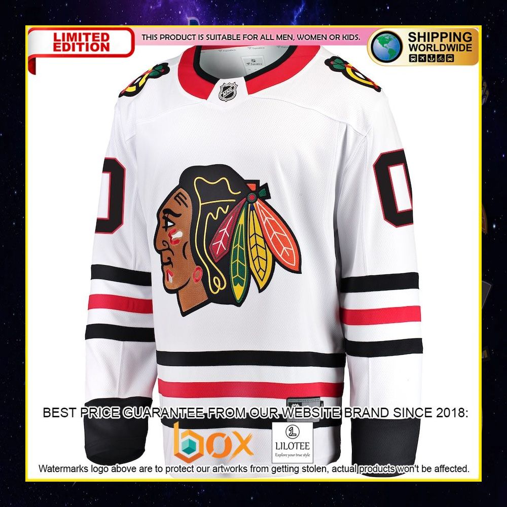 NEW Chicago Blackhawks Fanatics Branded Away Custom White Premium Hockey Jersey 5