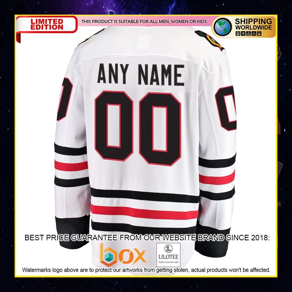 NEW Chicago Blackhawks Fanatics Branded Away Custom White Premium Hockey Jersey 6