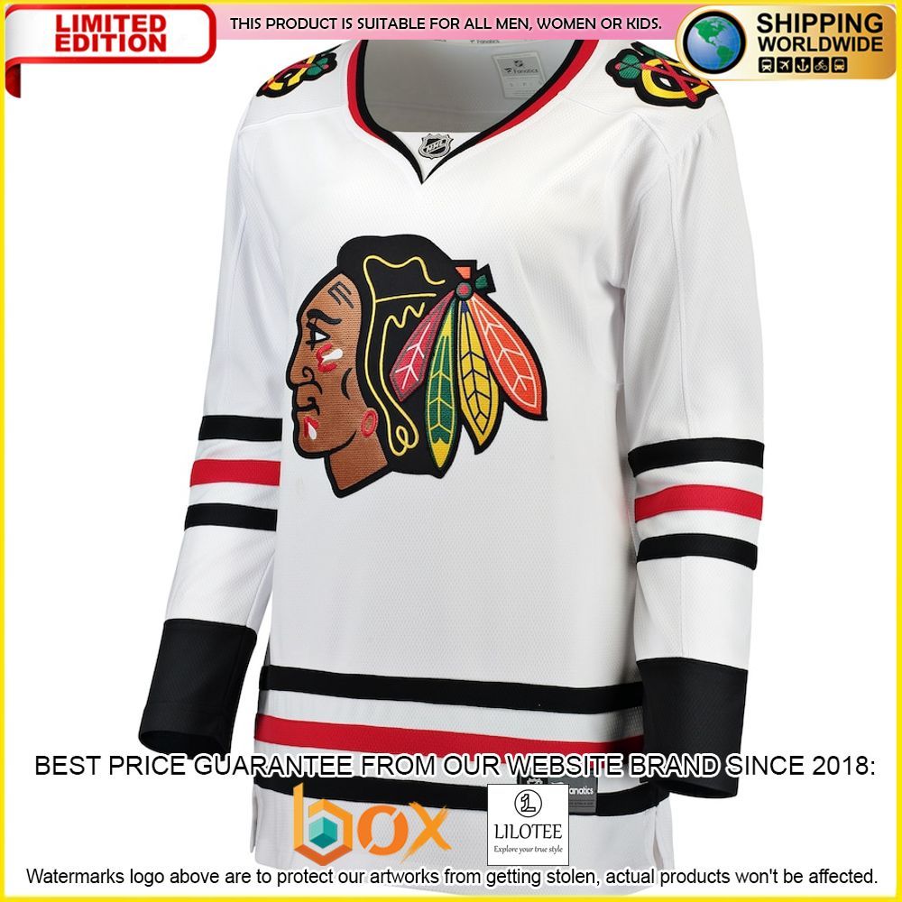 NEW Chicago Blackhawks Fanatics Branded Women's Away Custom White Premium Hockey Jersey 2