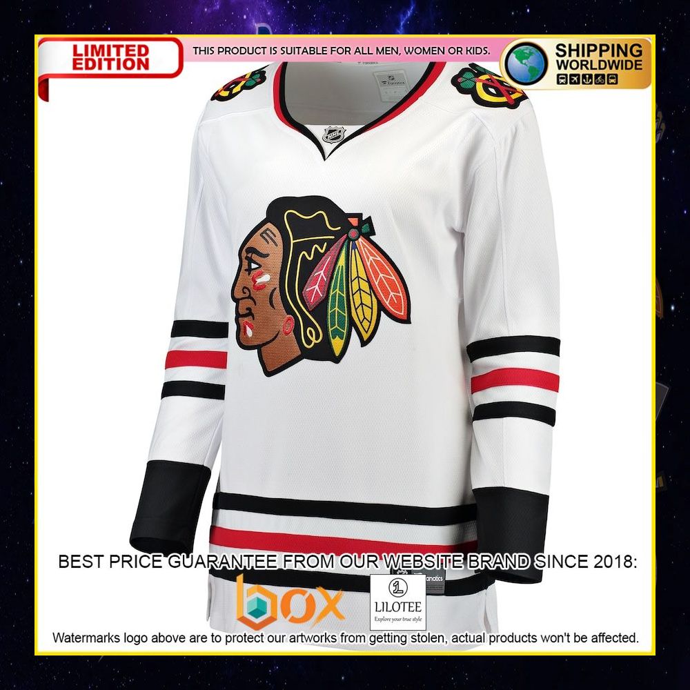 NEW Chicago Blackhawks Fanatics Branded Women's Away Custom White Premium Hockey Jersey 5