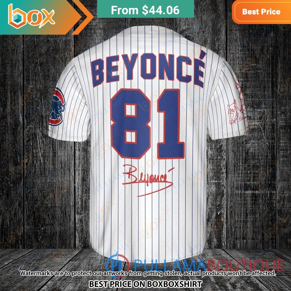 Chicago Cubs Beyonce White Baseball Jersey 3