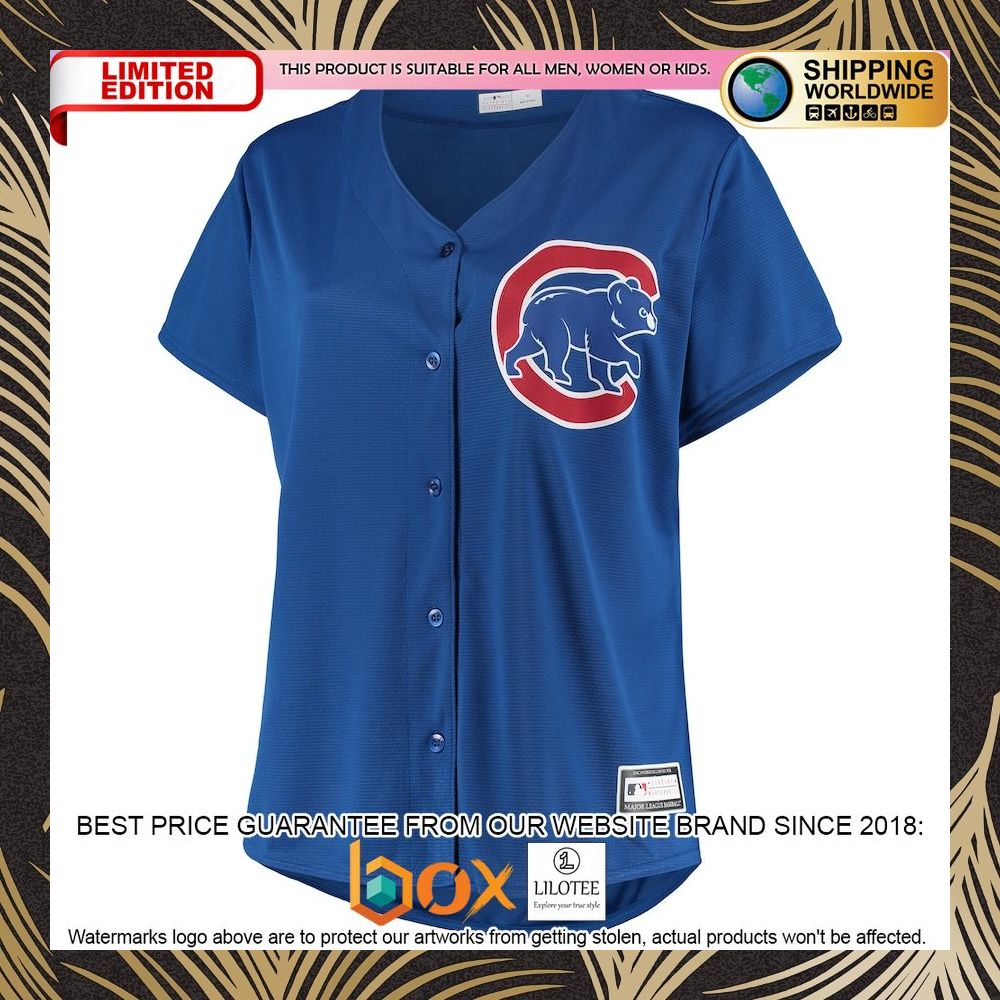NEW Chicago Cubs Women's Plus Size Sanitized Replica Team Royal Baseball Jersey 5