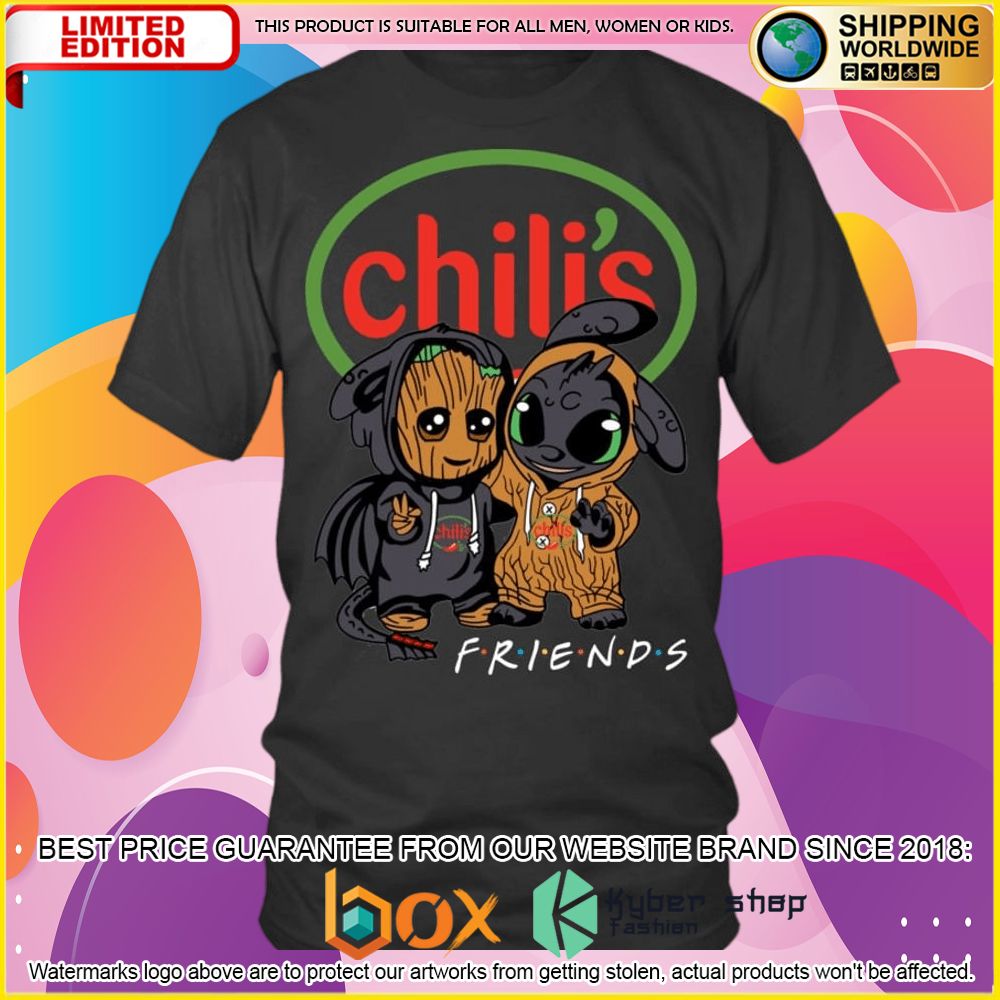 NEW Chili's Baby Groot Stitch Friends 3D Hoodie, Shirt 5