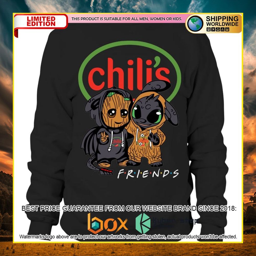NEW Chili's Baby Groot Stitch Friends 3D Hoodie, Shirt 11