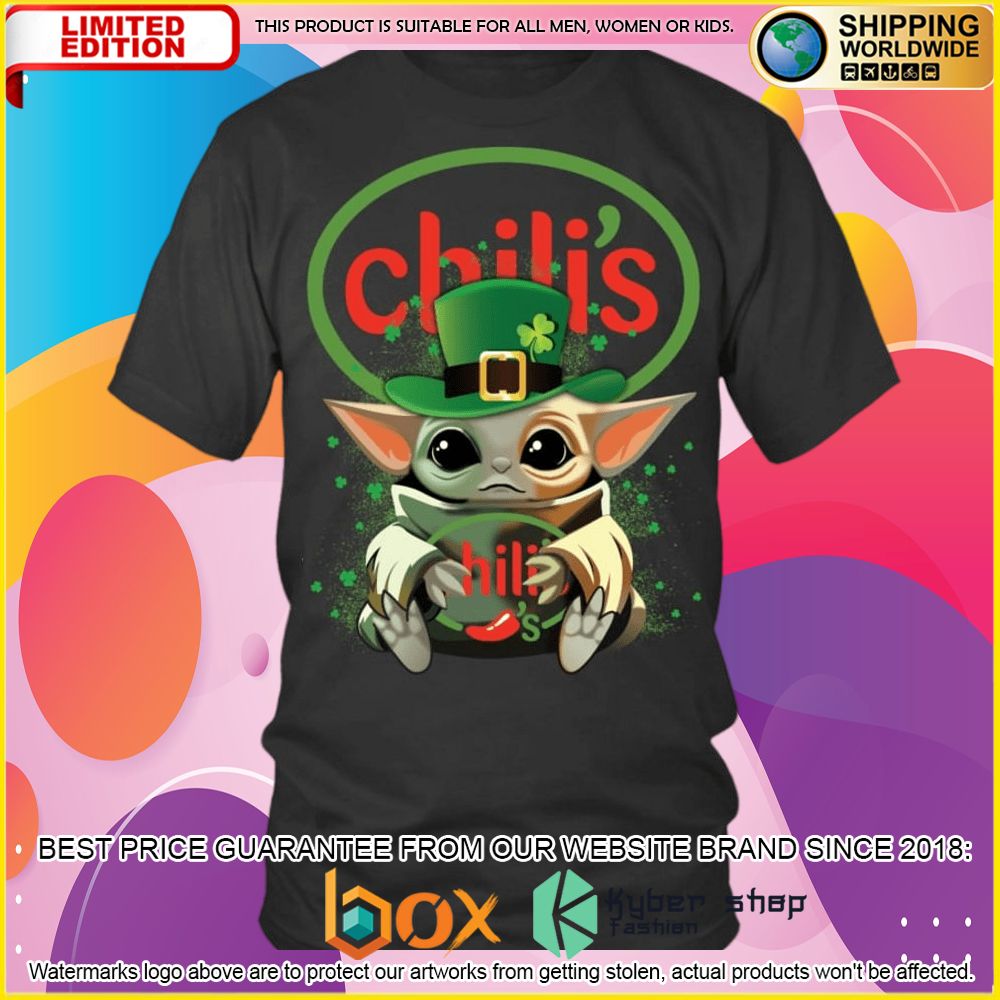 NEW Chili's Baby Yoda Patrick's Day 3D Hoodie, Shirt 5