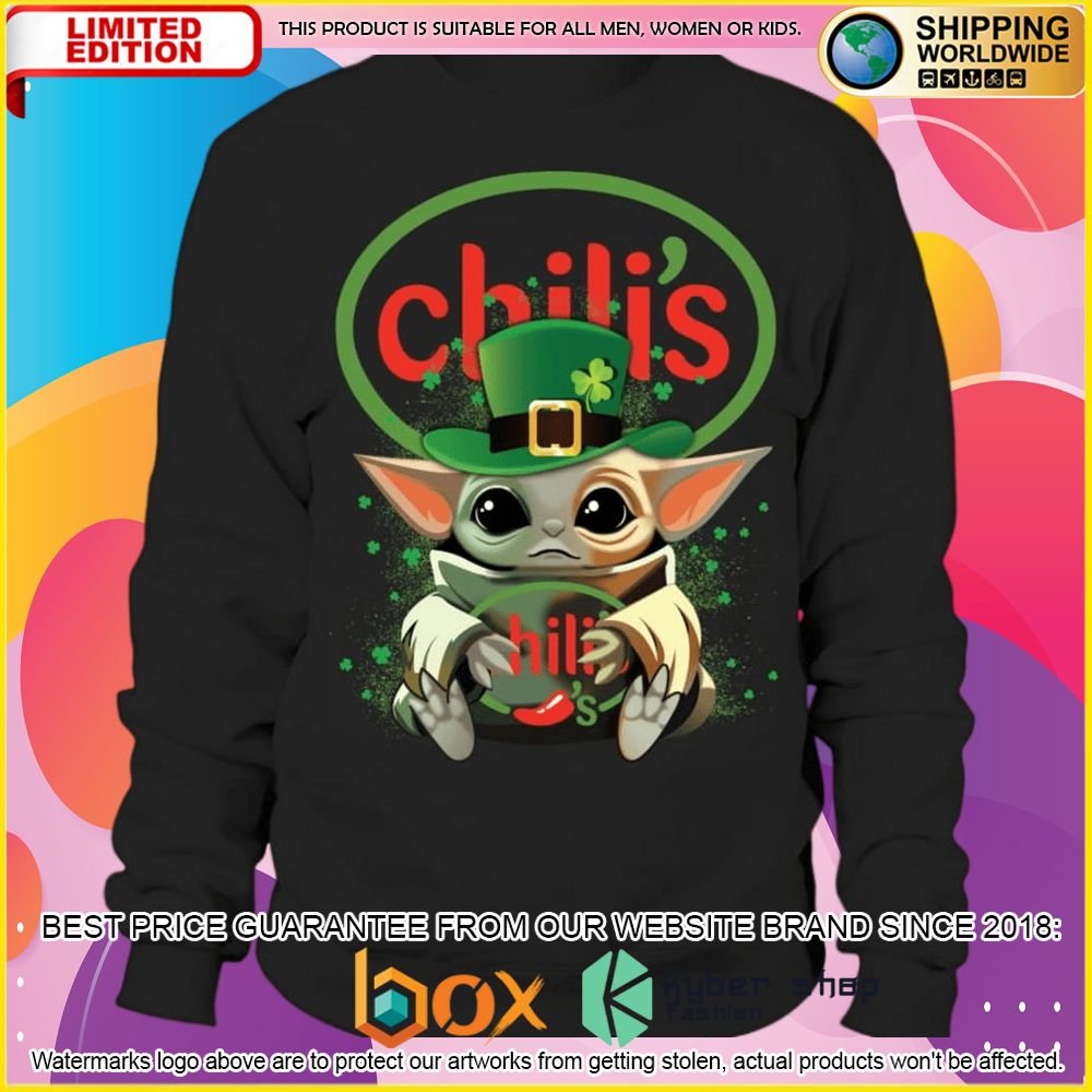 NEW Chili's Baby Yoda Patrick's Day 3D Hoodie, Shirt 7