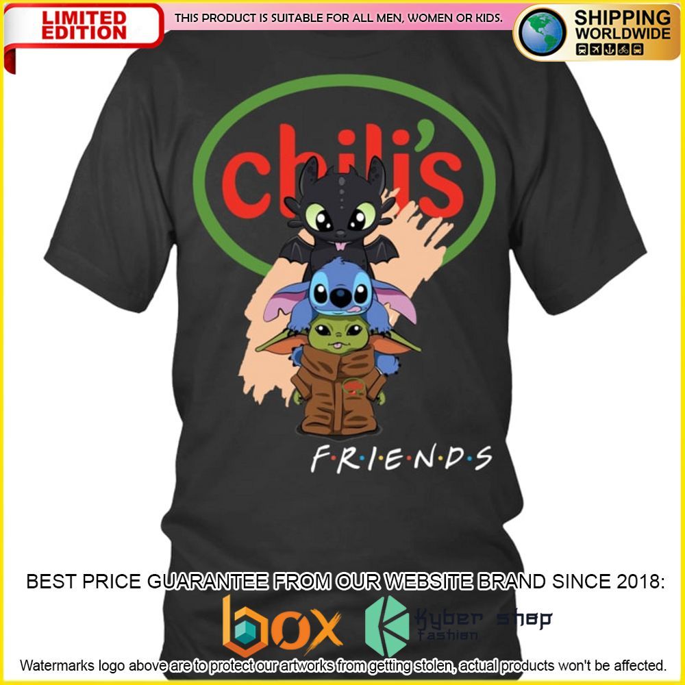 NEW Chili's Toothless Stitch Baby Yoda Friends 3D Hoodie, Shirt 1