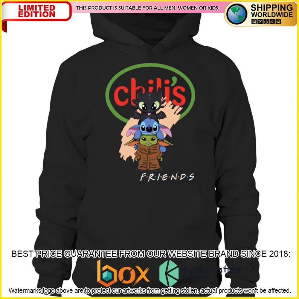 NEW Chili's Toothless Stitch Baby Yoda Friends 3D Hoodie, Shirt 2