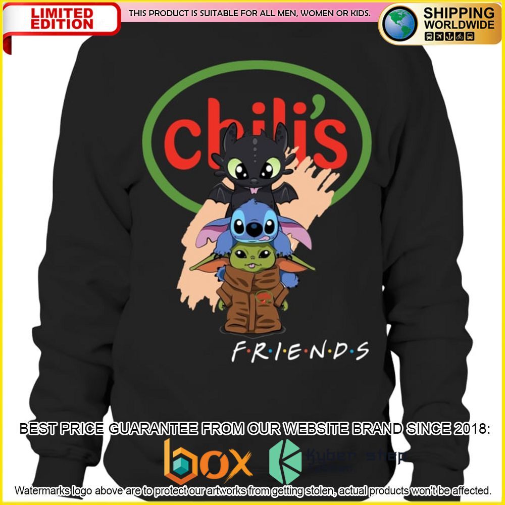NEW Chili's Toothless Stitch Baby Yoda Friends 3D Hoodie, Shirt 3
