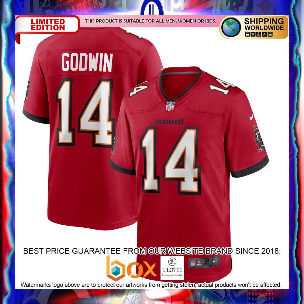 NEW Chris Godwin Tampa Bay Buccaneers Red Football Jersey 5