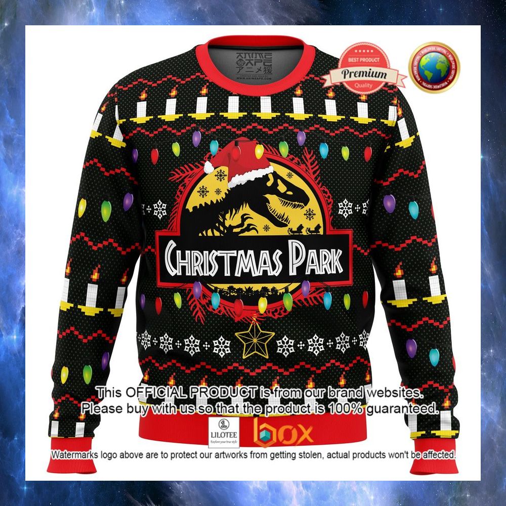 HOT Christmas Park Jurassic Park Santa Hat Sweater 5