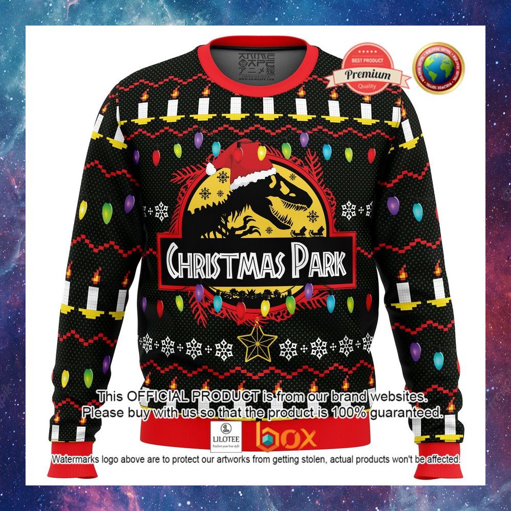 HOT Christmas Park Jurassic Park Santa Hat Sweater 3