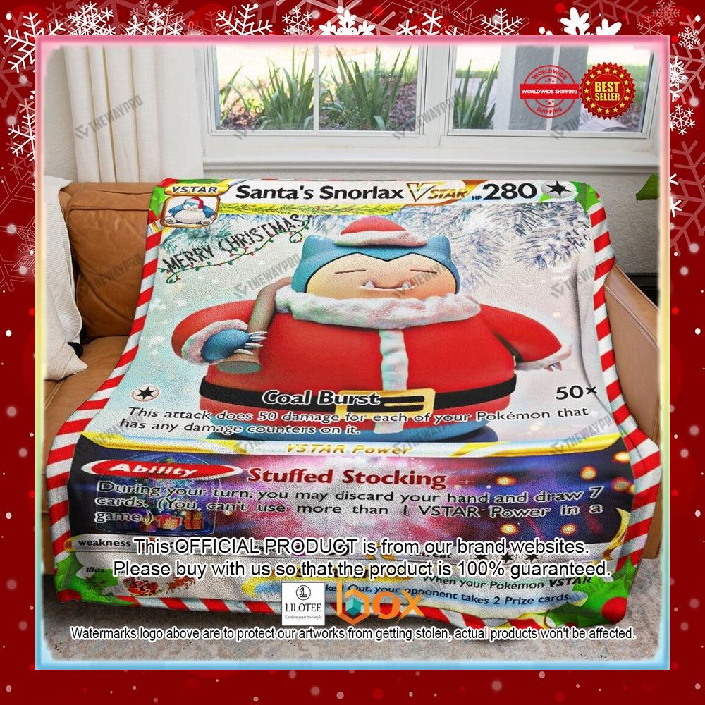 BEST Christmas Santa's Snorlax VSTAR Soft Blanket 3